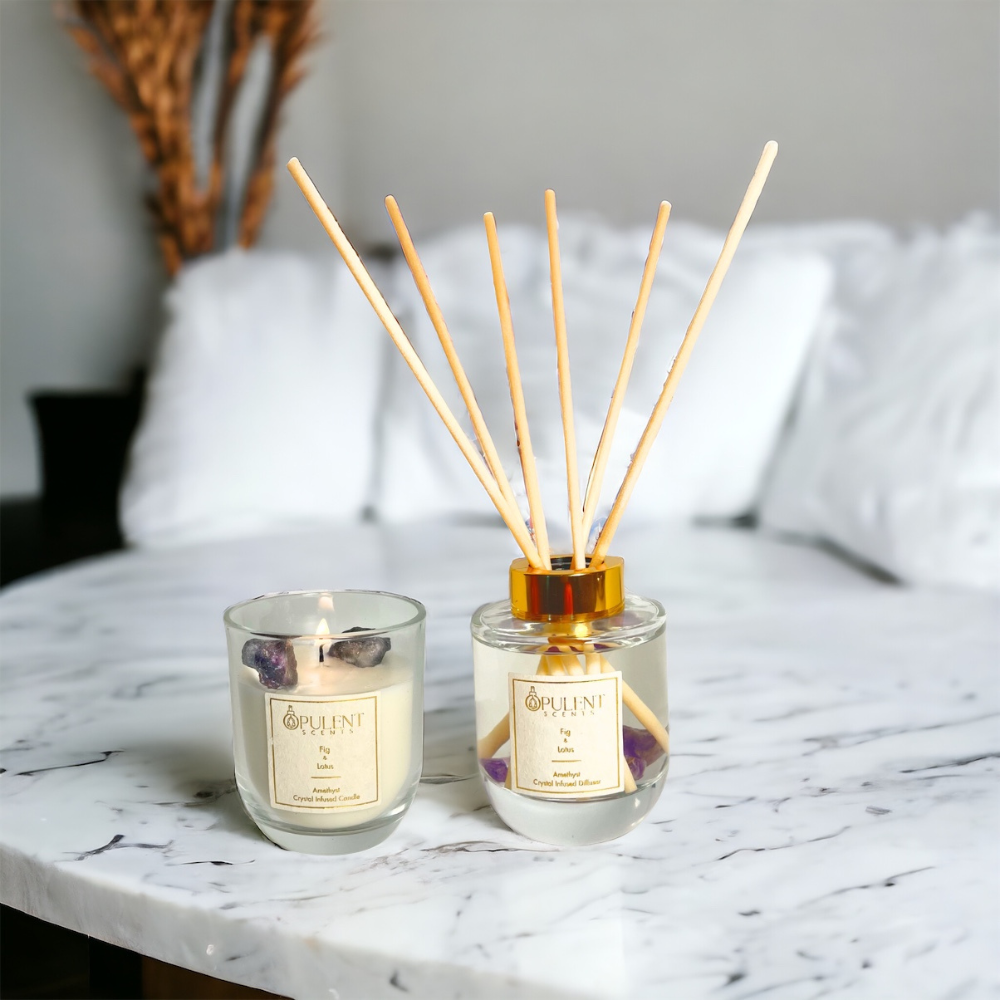 Relaxation Aura | Amethyst Crystal Candle & Diffuser