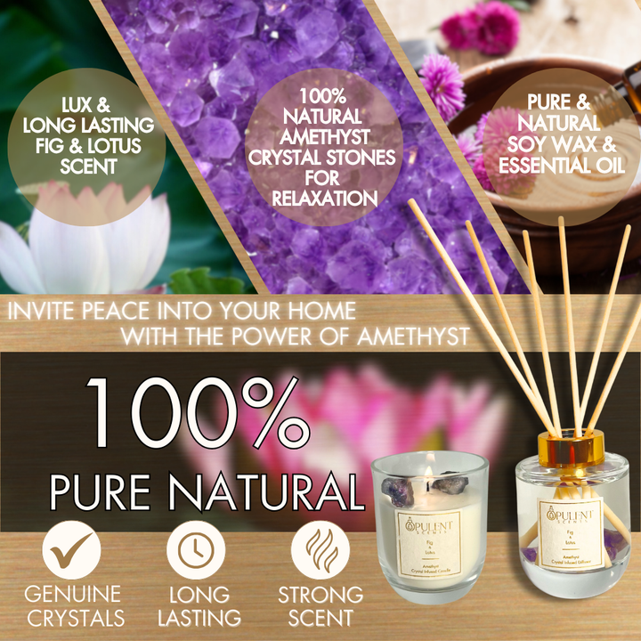 Relaxation Aura | Amethyst Crystal Candle & Diffuser